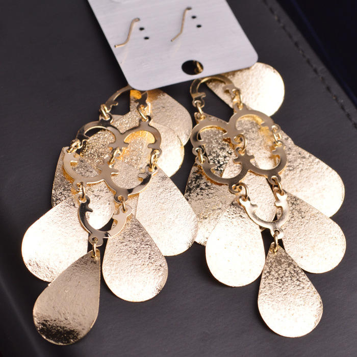 Women Simple Retro Earrings Scale Water Drop Design Eardrop Jewelry Ear Decoration