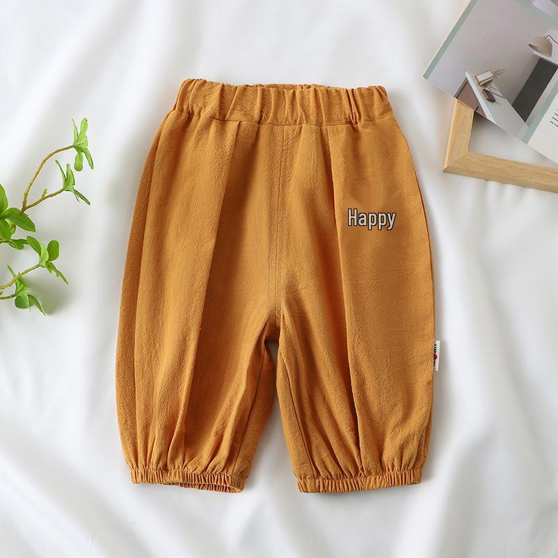 Summer Arrival A-Line Cotton Wide-Leg Lantern Pants with Elastic Cuffs for Babies
