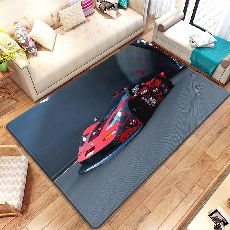 Racing Car Rug Multi-size Anti-Slip Polyester Carpet High-Definition Sport Car Print Modern Living Room Kids Game Room Decor Mat