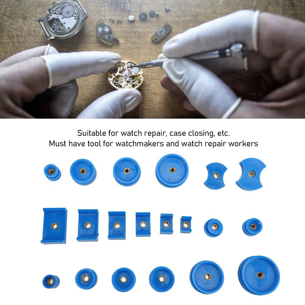 20Pcs Plastic Dies Watch Press Dies Kit Blue Color Watch Case Press Dies Watch Repair