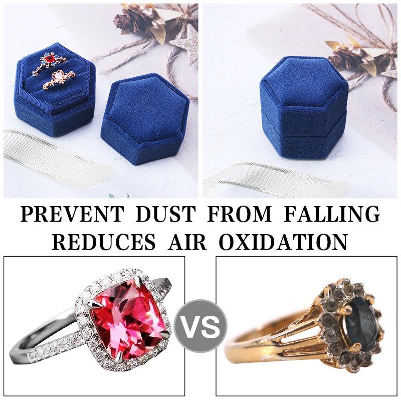 Hexagon Square Shape Velvet Jewelry Box Double Ring Storage Box Wedding Ring Display For Woman Gift Earrings Packaging