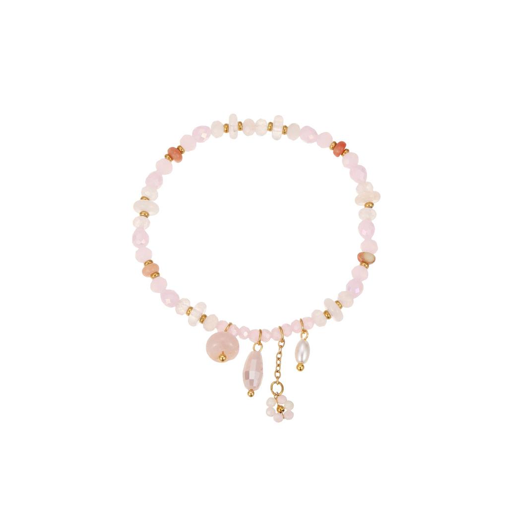 GEMCHIC Women's Colorful Beaded Stainless Steel Bracelet Set with Heart Bow Flower Charms Non-Tarnish Luxury Fashion Jewelry