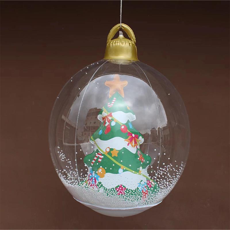 60cm Transparent Giant Balloon Inflatable Christmas Ball with Lights PVC Inflatable Decorated Ball Christmas Ornaments