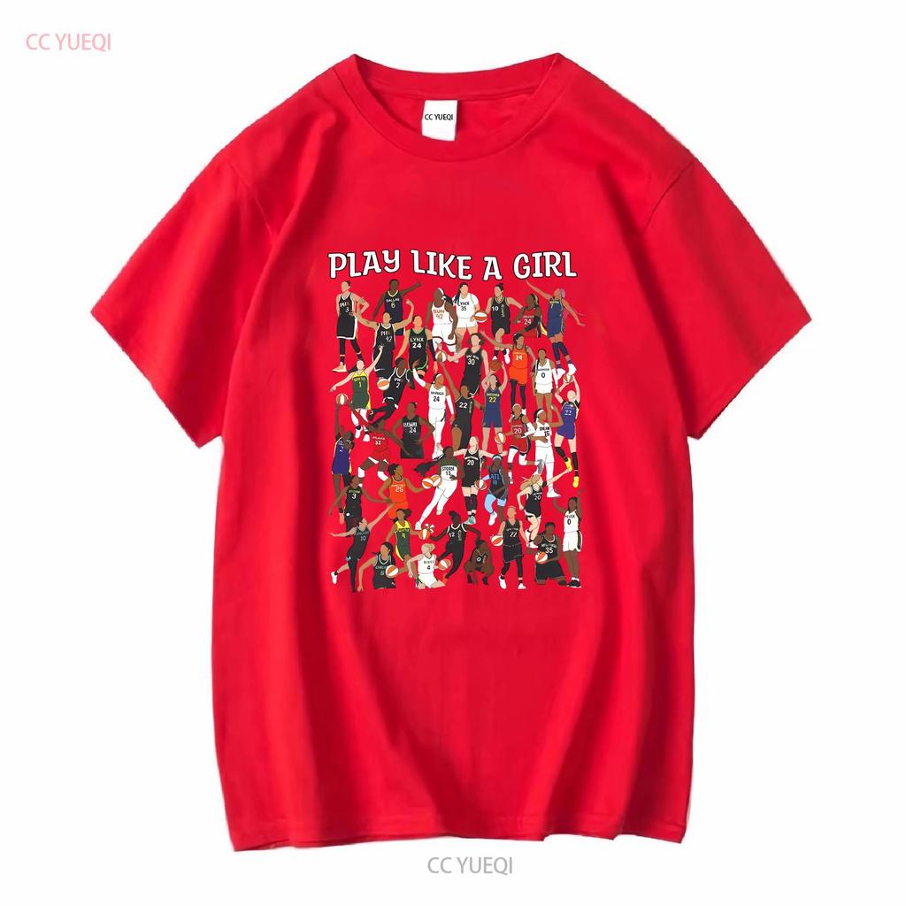 Spiele wie ein Mädchen WNBA Spieler Trikot T-Shirt lang- oder kurzärmlig Vintage gewaschen Weich Bequem Vielseitig homme Stilvoll