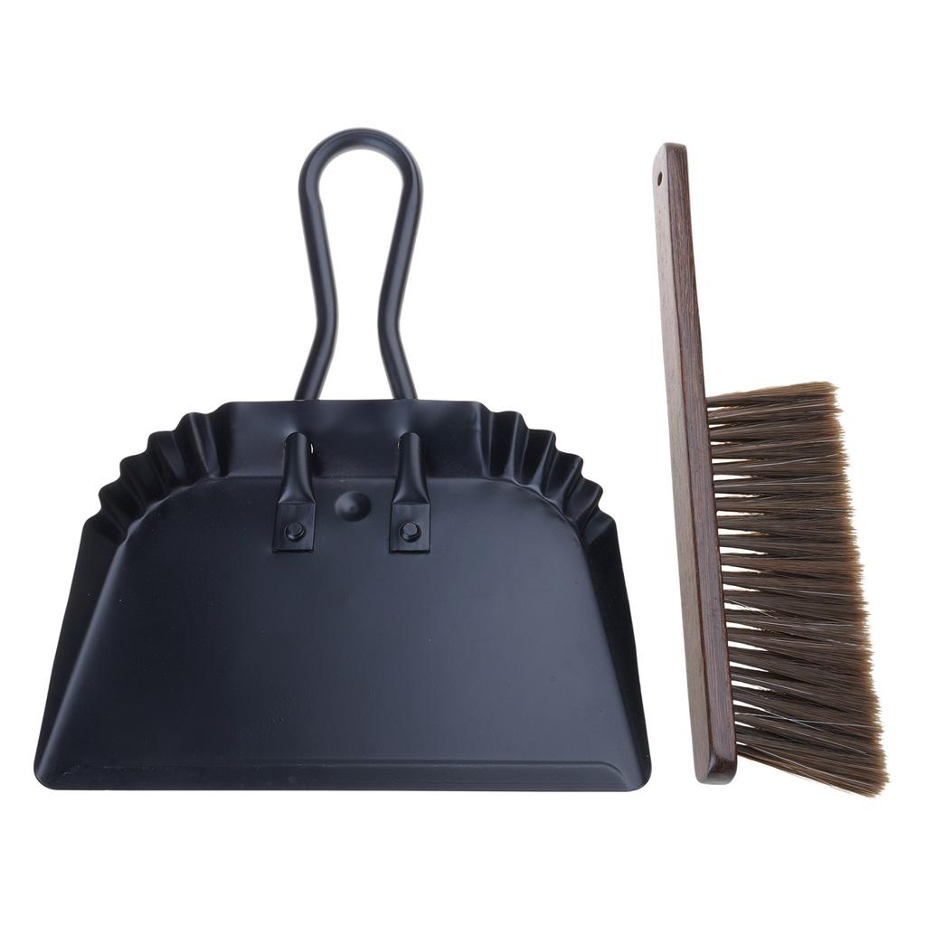 17 Inch Metal Large Handheld Dustpan and Hand Broom Brush Set for Sweeping Small Items In Indoor and Outdoor Space