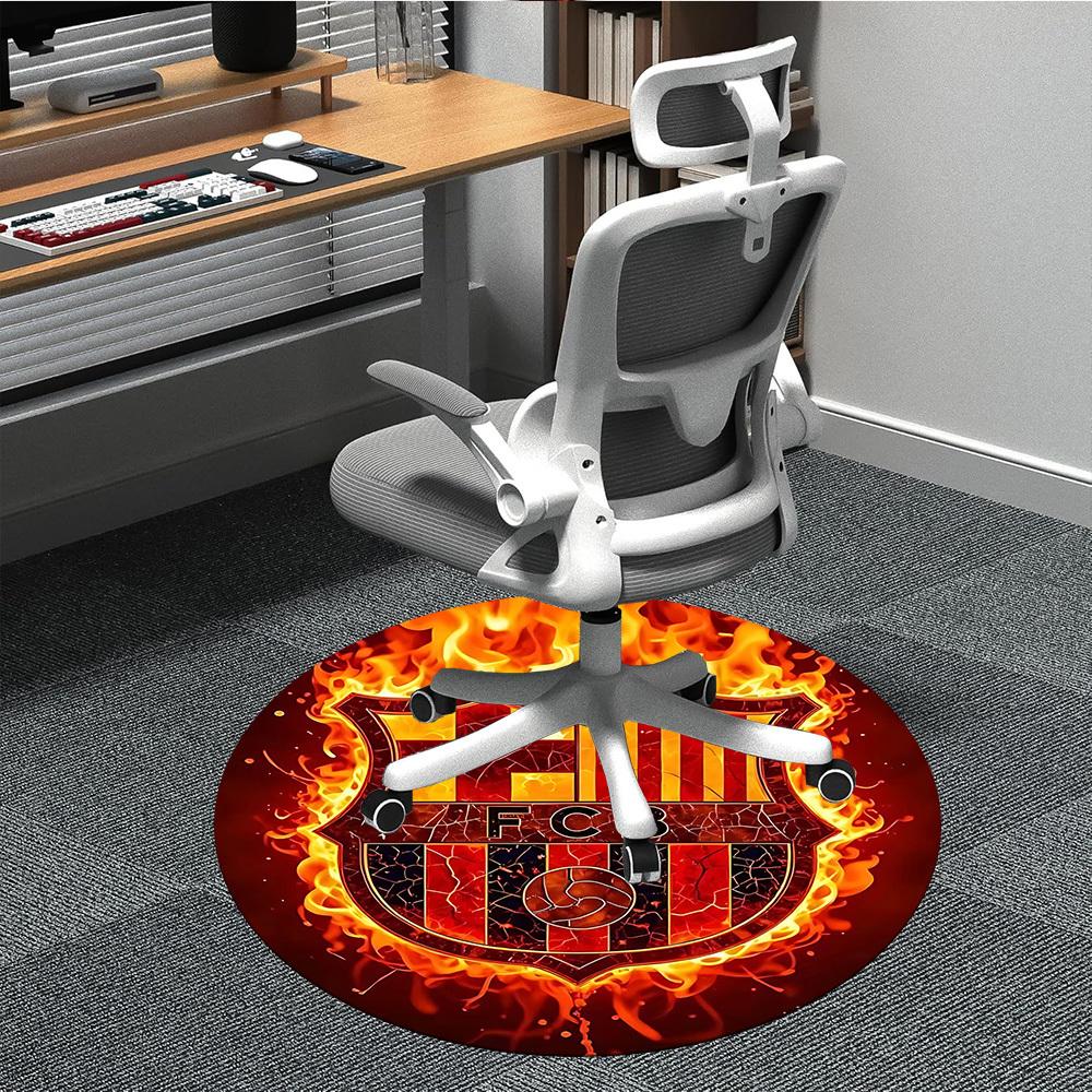 

1pcBarcelona Flames Office Round Area Rug, Indoor Mat Suitable For Office, Under Office Chairs Bedroom Living Room Home Decor, Room Deco 80cm