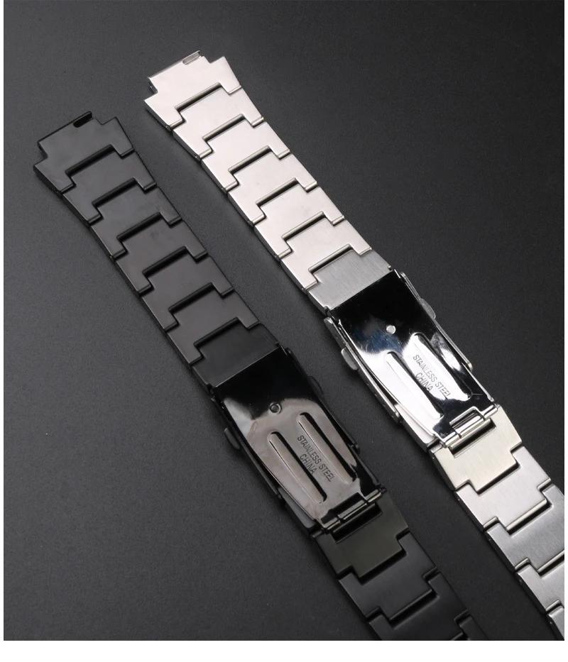 Quick Release For Casio G-SHOCK GST-B200 Stainless Steel Watchband Folding Buckle Metal Men Bracelet 24x16mm Convex Mouth Strap