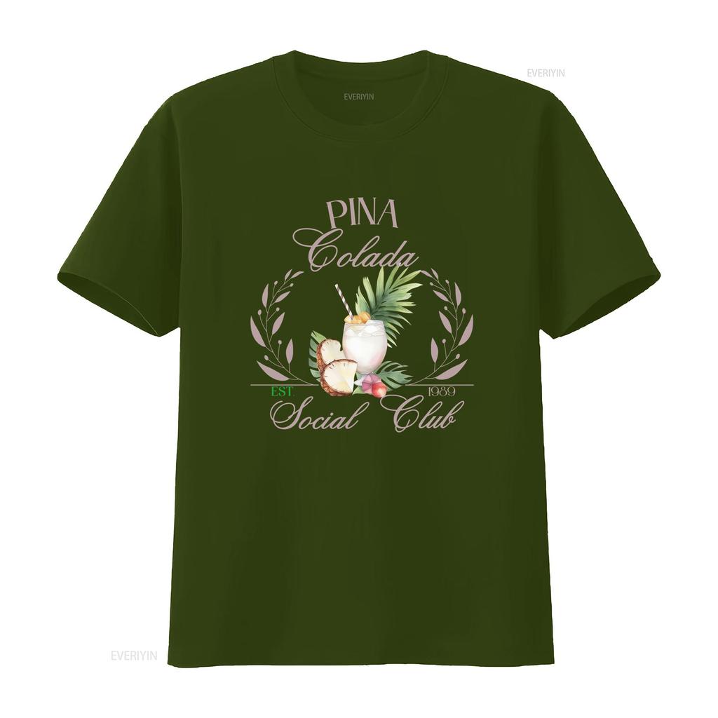 Vintage Retro Pina Colada Social Club Tropical Cocktail Pineapple Print Casual T Shirt vintage Washed Slightly Stylish homme