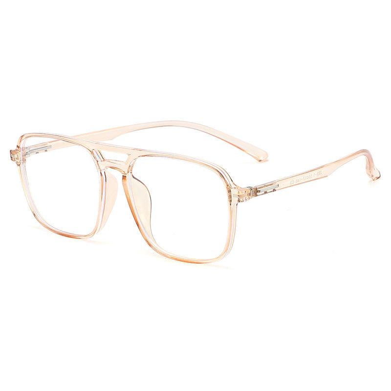 Unisex TR90 Anti-Blue Light Glasses Frame - Street Style, Double Bridge, Flat Lenses