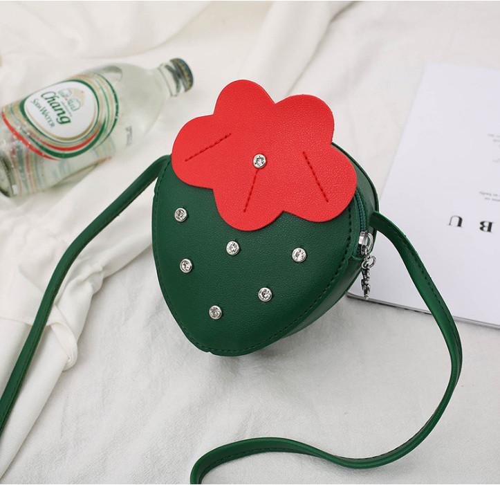 Adorable Cartoon Mushroom House Shoulder Bag For Little Girls Cute Pu Leather Strawberry Green