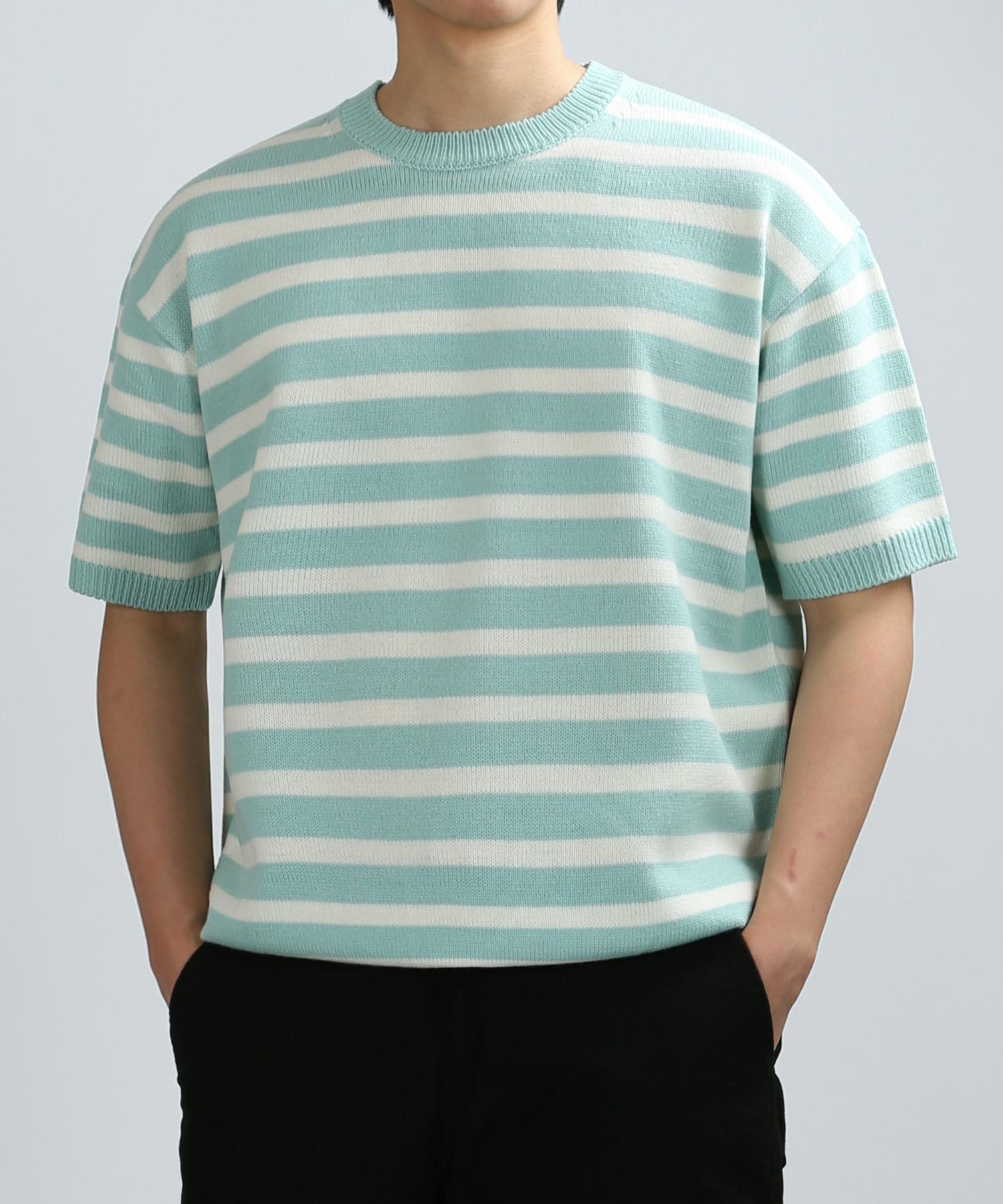 Johnny West Tour Stripe Knit [7G Half] (Mint) 48(95)