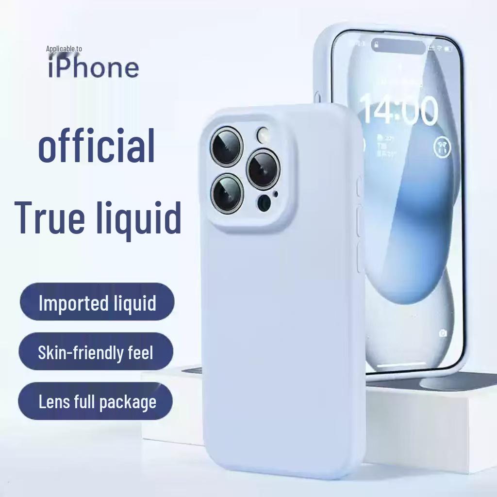 Płynne silikonowe etui na iPhone 15 Pro Max z pełnym zakryciem obiektywów