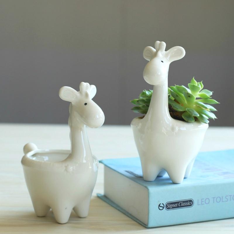Kawaii Giraffe Blumentopf Sukkulenten Topf Keramik Desktop Topf Übertopf Bonsai Kunst Vase Wohnkultur Büro Dekoration Blumentopf Garten Liefert