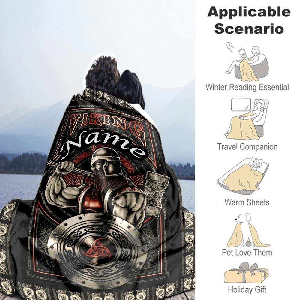 Viking99 Personalized Name Blanket Multi-purpose Personalized Blanket Durable Comfort Throw For Bedding Living Room Office Chair Couch