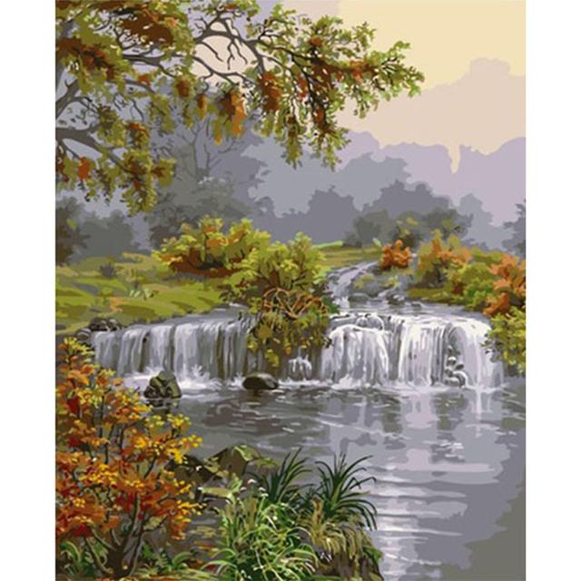 DIY Diamond Painting Landscape 5D Waterfall Art Picture Full Round Mosaic Home Decoration Gift