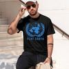 United Nations Flag 2026 Fashion Heavyweight Hot Selling Retro Printed Pattern Fun Round Neck T-shirt for Daily Comfort