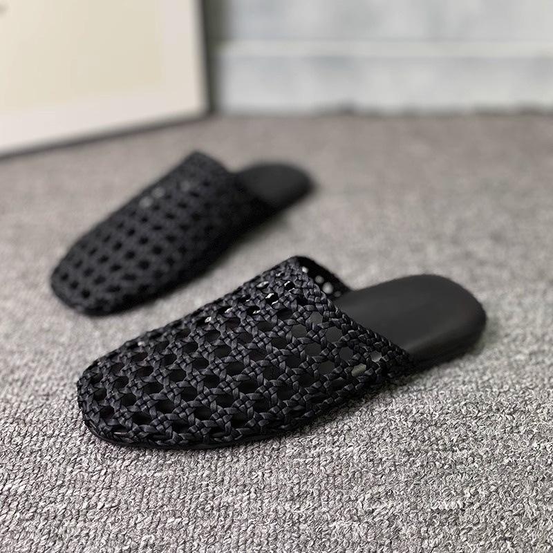 

Нишевые плетеные вручную баотоу драг женские 2025 новые европейская станция ретро полые полушлепанцы верхняя одежда праздничный стиль сандалии 35