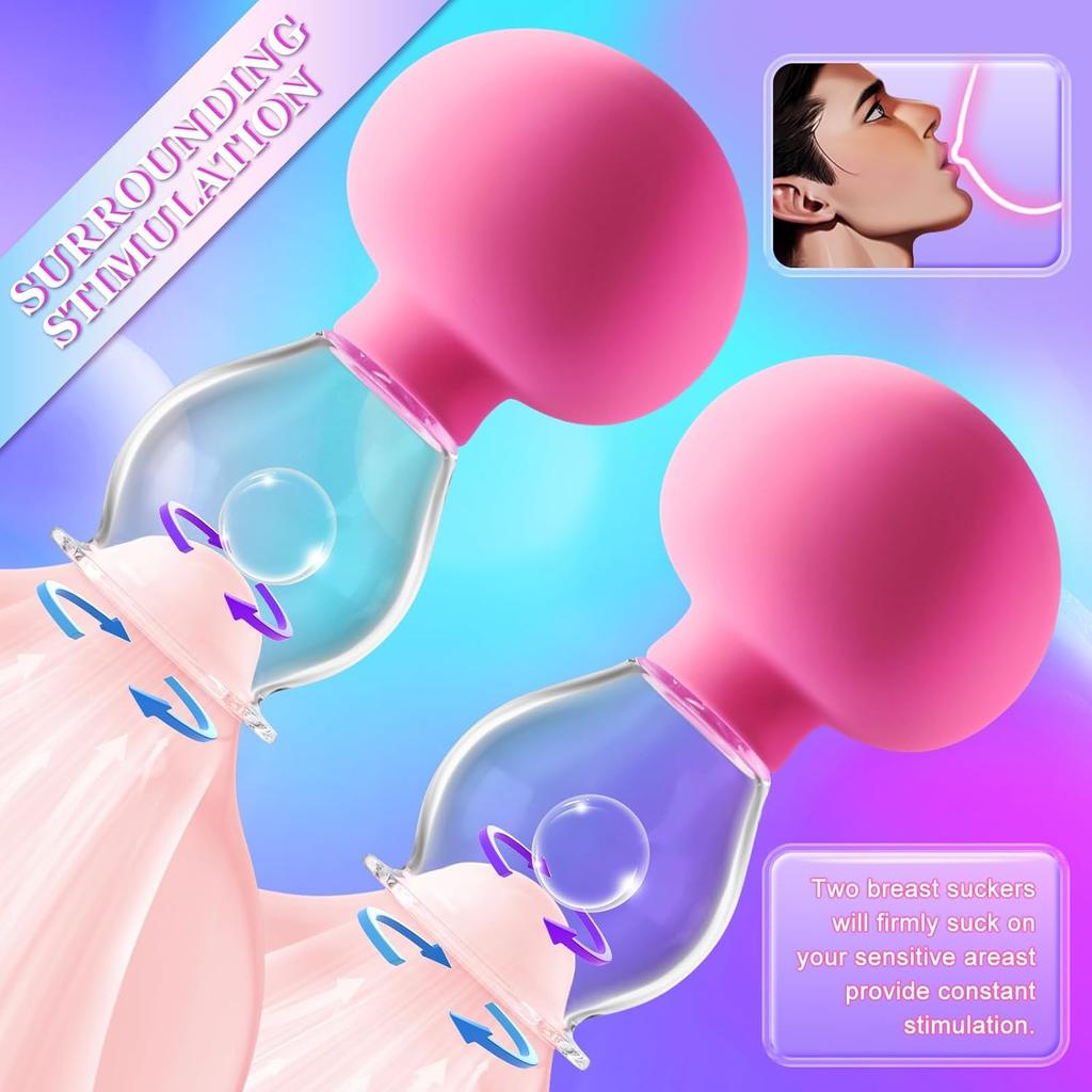 Nipple Sucker Adult Sex Toys - 1 Pair BDSM Nipple Toys Stimulator for Couples Pleasure, Manual Suction Mini Foreplay Flirting Nipple Pump for Women