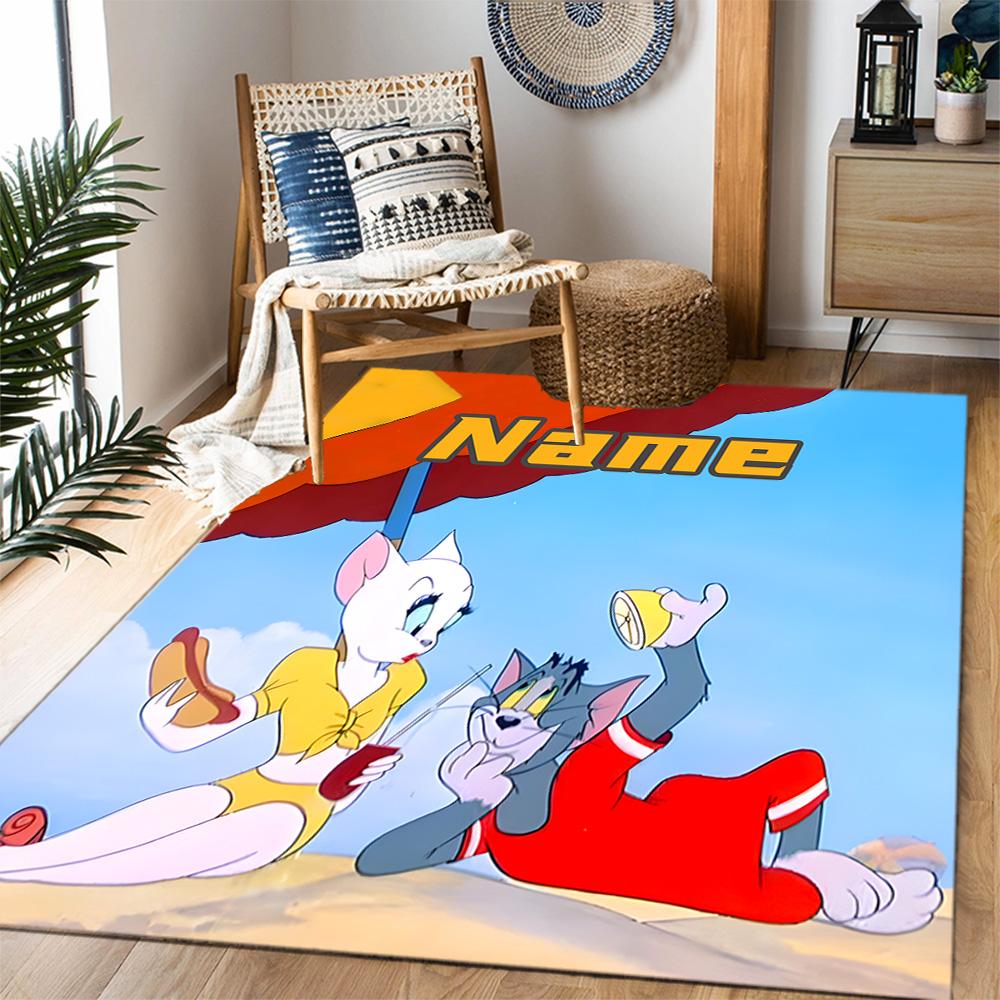 Looney Farm Animal Friends Customize Your Name Floor Rug Office Rug Suitable for Balcony Entryway Dormitory Foyer Anti-slip Rug Anime Office Decor