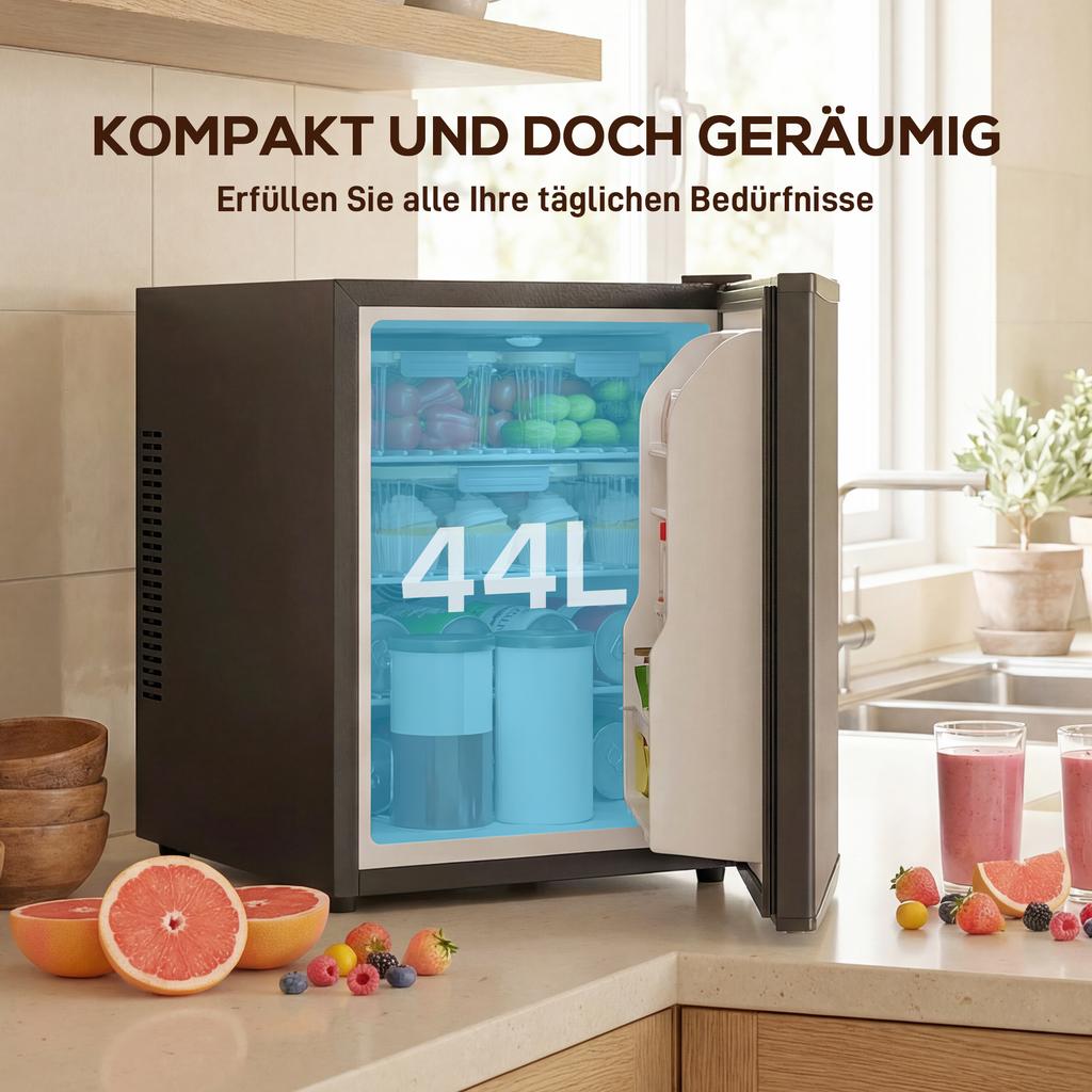 Mini Fridge 44L/46 Cans Small Refrigerator with Adjustable Thermostat 43 X 51 X 51.3 Cm, Black