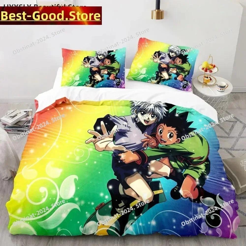 Hunter X Hunter Bedding Set Japanese Anime Printed Single Comforter Quilt Duvet Cover Pillow Case 3 Pieces Sets Kids Adult Size
