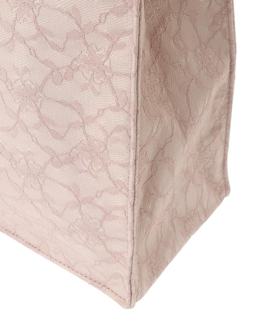 Maison de Fleur Women's Pink Square Tote Bag with Embroidered Lace Logo