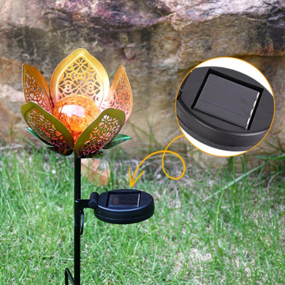Hollow Out Design Outdoor Lighting Fixture Lotus Shaped Street Lamp Lawn Landscape
