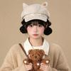 Cute cat ears star anise beret children autumn big head circumference showing face small painter hat duck tongue newsboy hat