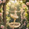 Mangeoire à oiseaux artistique pour patio Danseuse de ballet Mangeoire suspendue, Jardinière Ballerine en résine d'extérieur, Plateau à graines Danseuse sauvage décorative d'extérieur