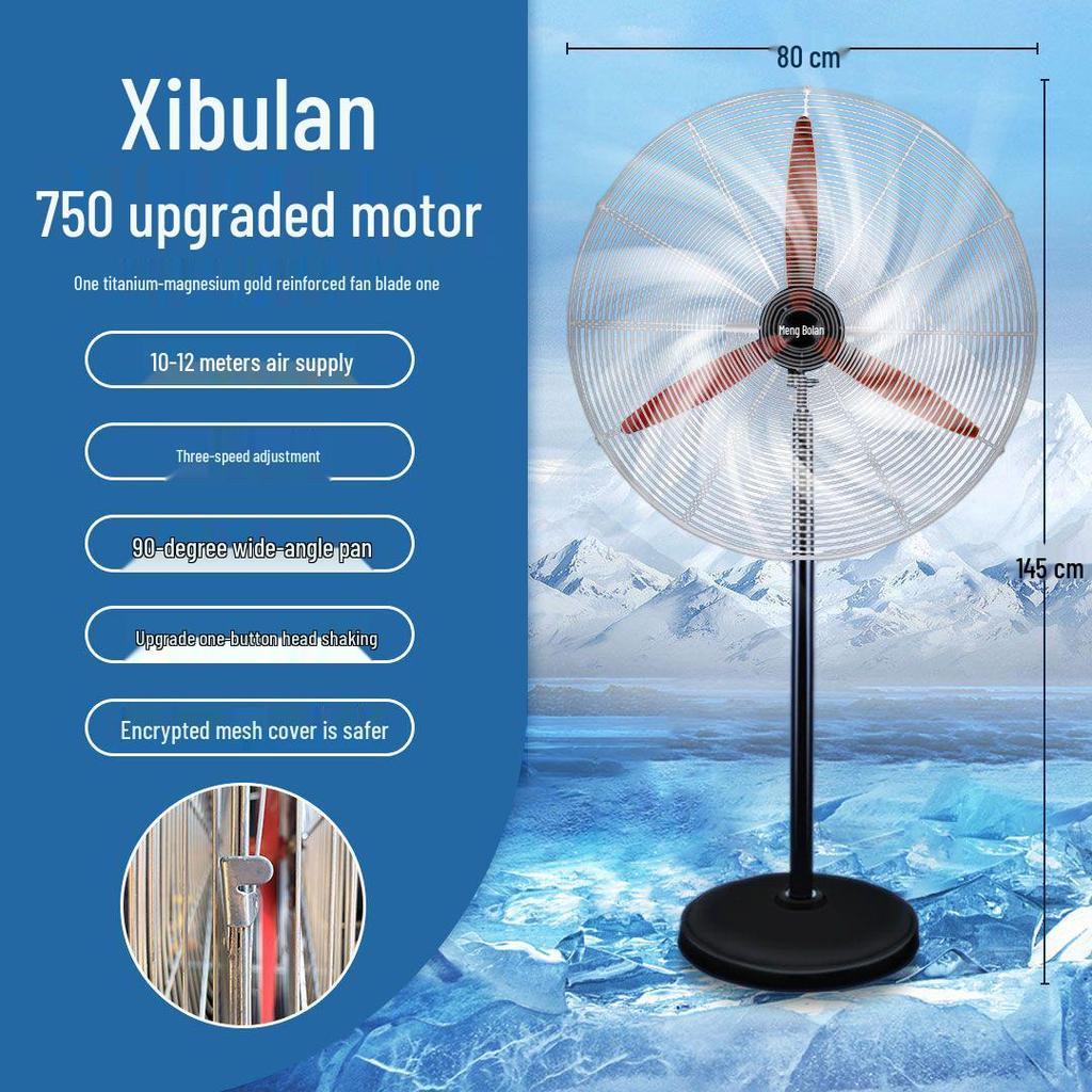 Powerful Wall-Mounted Industrial Fan: Strong Electric Floor and Horn Wind Fan