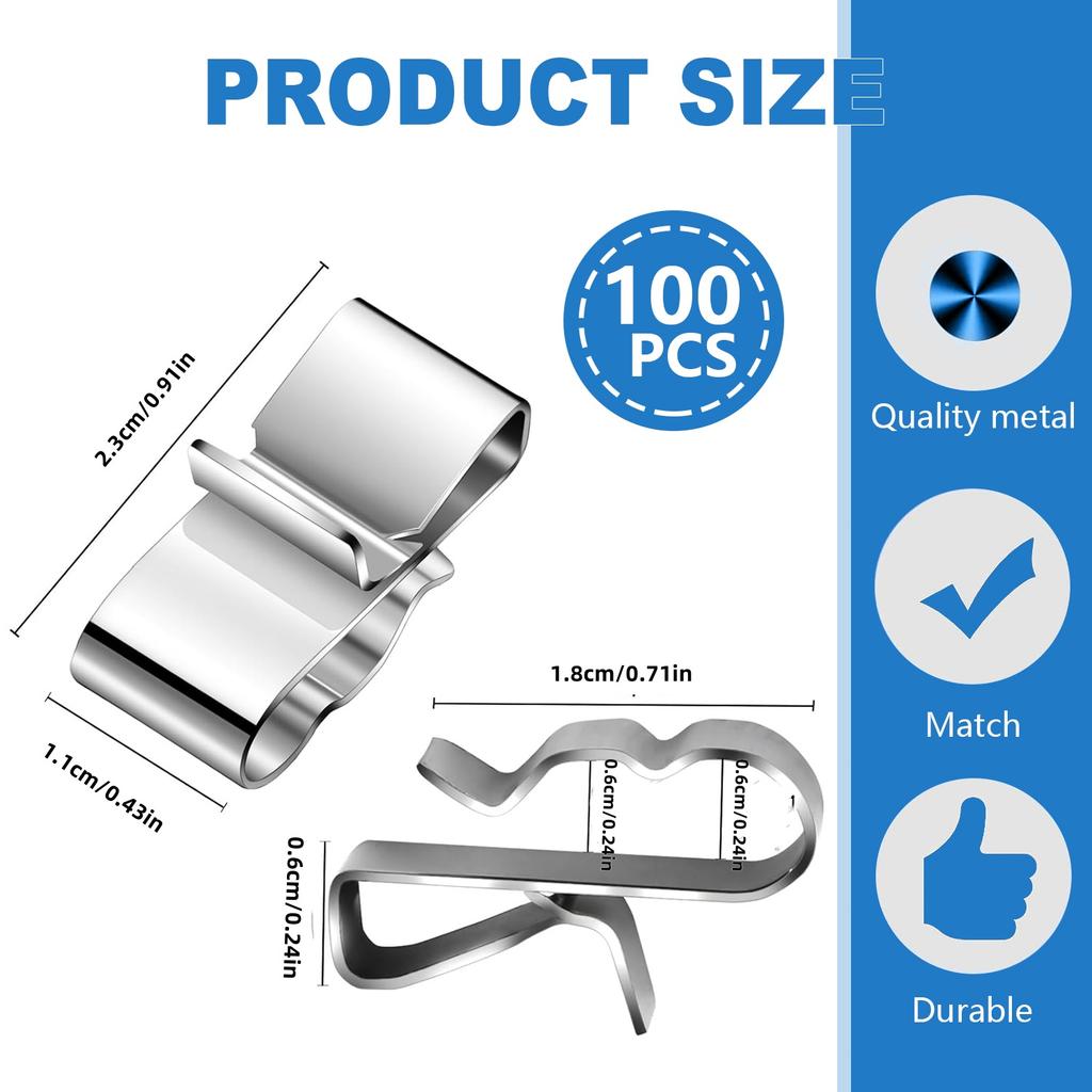 304 Stainless Steel Clips 50PCS/100 Pcs, Trailer Frame Wire Clips Solar Panel Wire Clips Metal Cable Clips