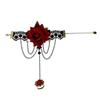Black Lace Red Rose Finger Bracelet With Ring Harness Slave Link With Ring Bracelet Accessories Party For Women
