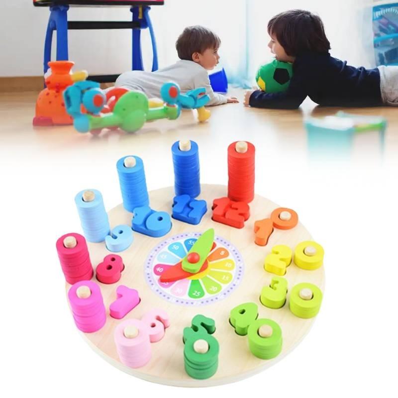 Colorful Wooden Puzzle Toy For Kids Learning Time And Numbers Educational Development