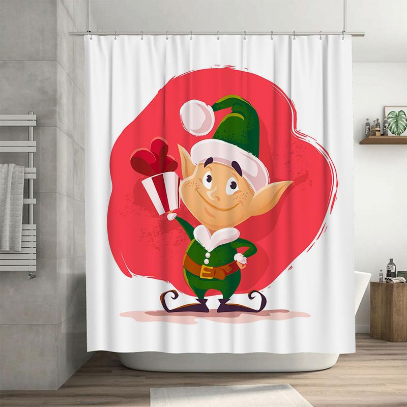 

Tu Whimsical Elf Shower Curtain Forest Creature Bathroom Decor Holiday Festive Woodland Nature Themed Backdrop Home Accent W60H190(CM)-1 Pcs