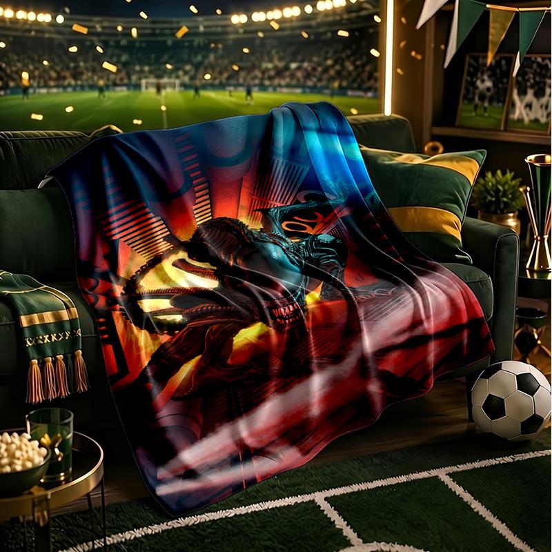 Alien Ornate Frame Blanket Lightweight Flannel Bedding Blanket Perfect for Travel, Camping, Living Rooms, Offices, Sofas, Fan Christmas gift
