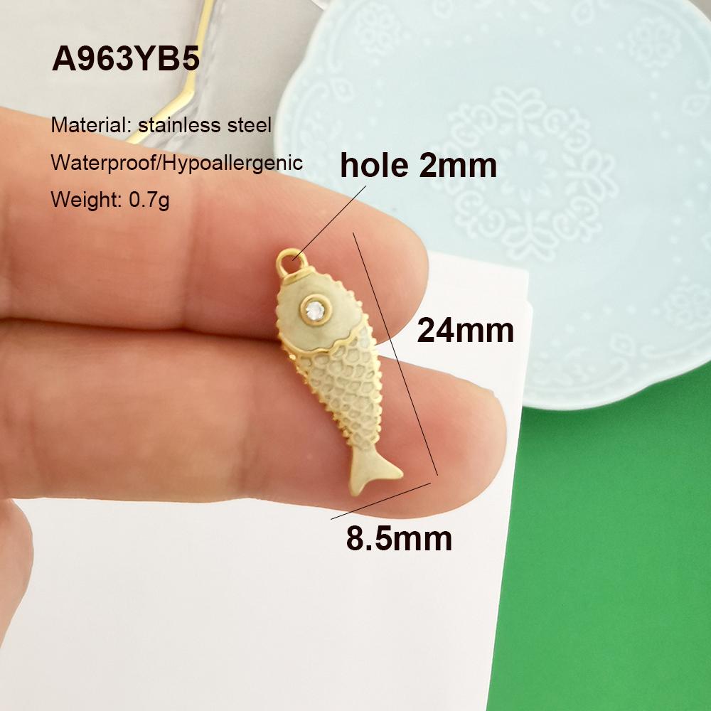 2pcs/lot Stainless Steel Pendant Charm Key Fish Lobster Flower Shell Conch Cherry Enamel Necklace Gold PVD