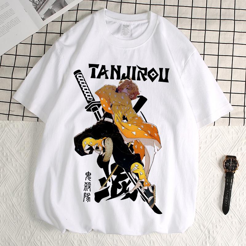 

Demon Slayer Anime Peripheral Tshirt Men Women Student Summer Short Sleeve Tanjiro Kamado Cosplay Casual Cotton Top 4XL