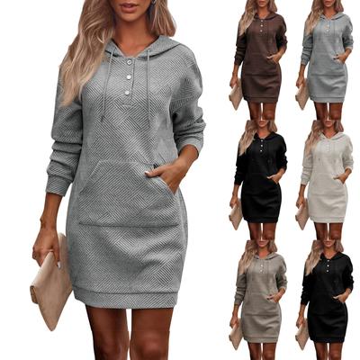 Women's Button Down Collar Long Sleeve Solid Color With Pockets Casual Long Sweatshirt