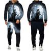 Tuta colorata con stampa 3D lupo Cool Hip Hop Streetwear Felpa con cappuccio con cerniera Tuta Uomo Donna Felpa con cappuccio casual Pantaloni da jogging