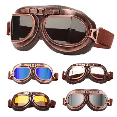 Motorrad Vintage Stil Schutzbrille Brille Vintage Moto Klassische Brille für Harley Pilot Steampunk Bike Kupfer Helm Ausrüstung