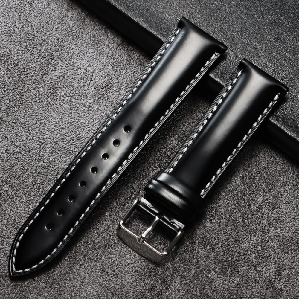 20mm 22mm Universal Oiled Leather Watch Band Quick Release Bracelets Brown Black Genuine Leather Strap for Samsung Watch 7/6/5/4