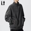 Izzue Men's American Retro Oversized Half-Zip Mock Neck Sweatshirt