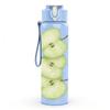 1PC Stacked Green Apple Fruit Print 750ml Color Plastic Sports Water Bottle Leakproof Flip Straw Lid For Sports Office Home Use