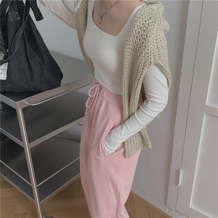 Damski crop top slim-fit 2025: Kwadratowy dekolt z długim rękawem, styl koreański na wiosnę i jesień