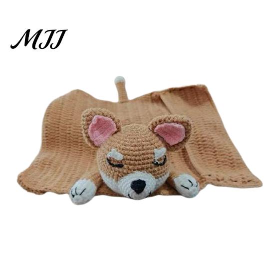 Sofa Storage Bag Soft Wool Dog Shape Hand Woven Shaped Pillow with Built-in Cup Holder Winter Accessory