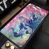 Gaming Mouse PadLarge Desk MatAntislip Rubber Base Stitched Edges Blue Glowing Anime Guy Print for Gaming  Office Desk Use
