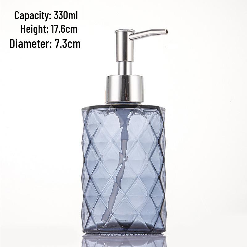 Colored Glass Press-Type Refillable Bottle for Lotion, Hand Soap, Shampoo, or Shower Gel