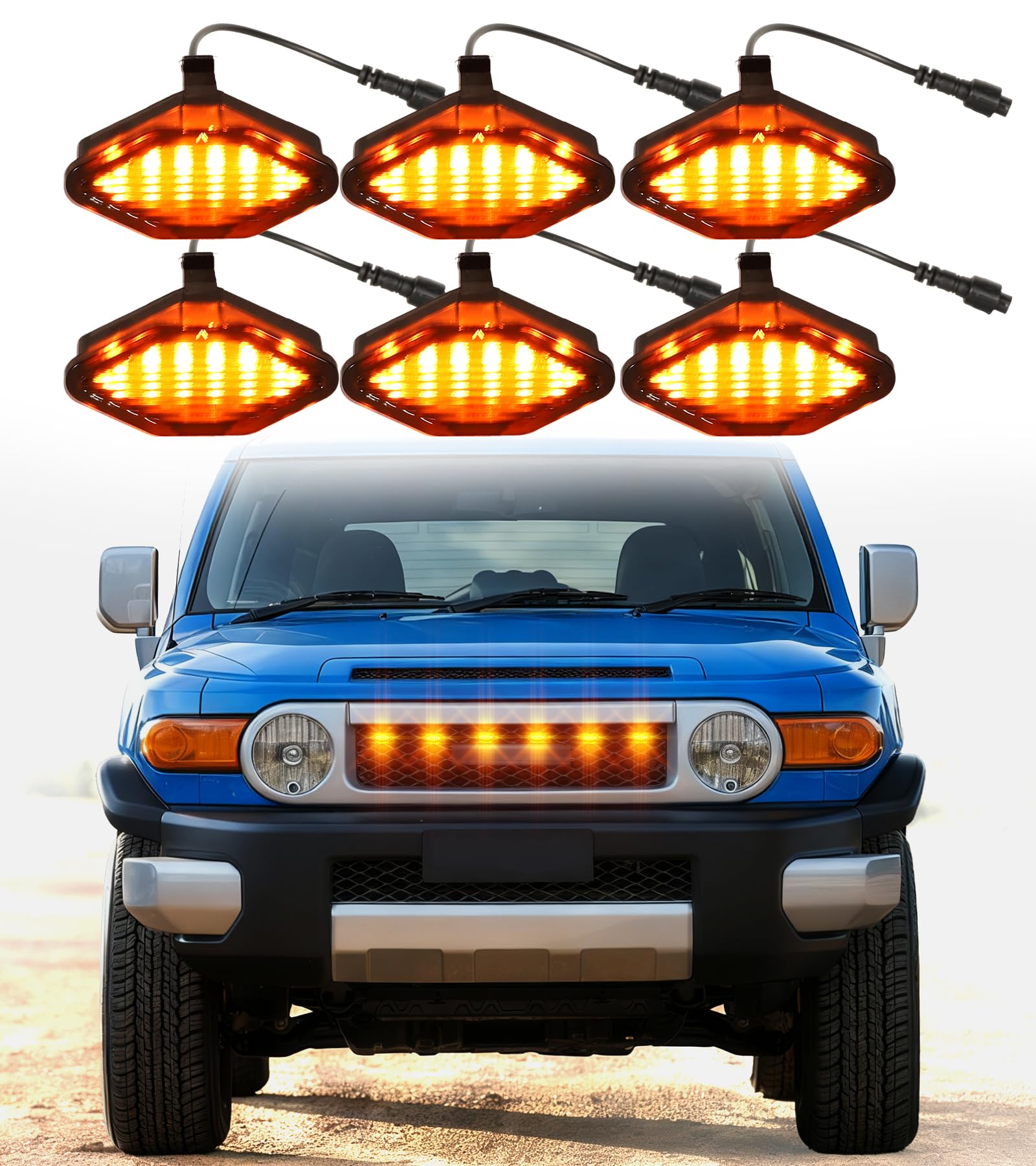 LED Grill Light for Toyota FJ Cruiser 2007 2008-2014 Front жёлтый