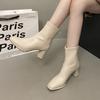 Short boots women's autumn and winter 2025 new white high-heeled women's shoes Martin boots small autumn and winter thin boots thick heel