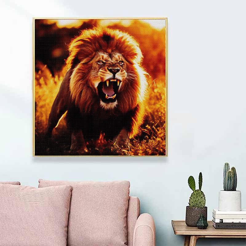 New Arrival 5D DIY Full Circle Diamond Painting "Lion" Embroidery Cross Stitch Home Decor Gift